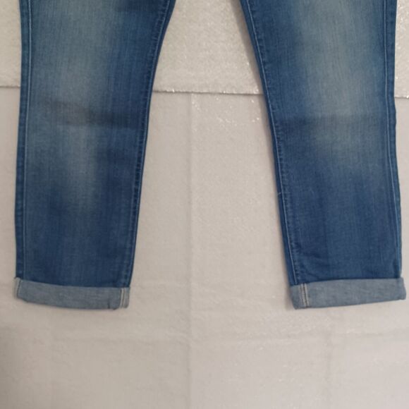 7 for All Mankind Size 27 THE SKINNY CROP & ROLL Medium Wash Cuffed Denim Jeans - Picture 4 of 7